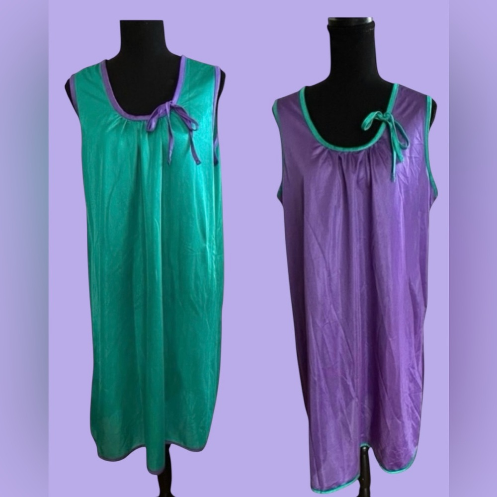 💚💜 2 VINTAGE ANTHONY RICHARDS NIGHTGOWNS! GORGEOUS COLORS! RARE!!